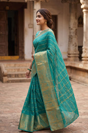 Teal Green Sungudi Saree 10078070