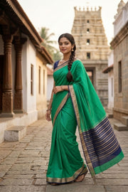 Green Semi Mysore Crepe Silk Saree 10077784