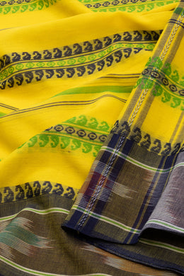 Yellow Dhaniakhali Cotton Sarees Without Blouse 10075208