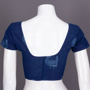 Blue Handprinted Indigo Cotton Blouse 10072463