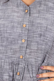 Grey Handcrafted Slub Cotton Crop Top 10073972