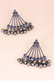 Oxidised Triangular Earring With Ghungroo