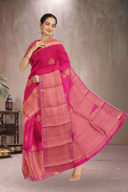 Fuschia Pink Pure Zari Kanjivaram Silk Saree 10059196