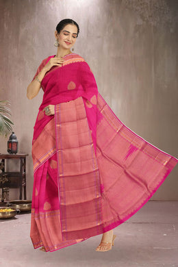 Fuschia Pink Pure Zari Kanjivaram Silk Saree 10059196