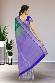 Green Kanjivaram Vegan Silk Saree with Contrast Pallu 10074855