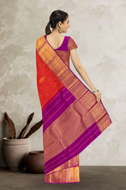 Coral Peach Handloom Kanjivaram Silk Saree 10065560