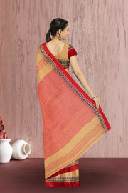 Beige Shantipur Tant Bengal Cotton Saree 10074970