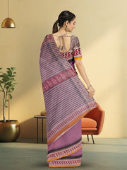 Mauve Hand Block Print Kota Cotton Saree 10074169