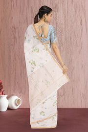 Cream Handloom Printed Chanderi Saree 10071043