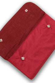 Maroon Handcrafted Silk Mobile Wallet 10074724