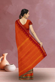 Orange Handloom Chettinad Cotton Saree 10075102