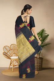 Black Pure Zari Kanjivaram Silk Saree 10063141