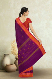 Purple Handloom Chettinad Cotton Saree 10072688