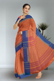 Brown Art Silk Kanjivaram Saree With Checks Design 10076312