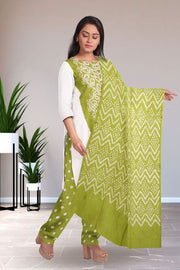 Green Bandhani Mirror Work 3 - Piece Salwar Suit Material 10075482