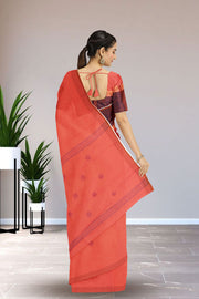 Peach Handloom Chettinad Cotton Saree Without Blouse 10075167