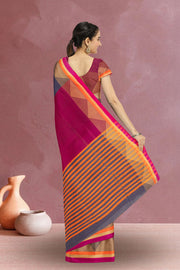 Blue Bengal Handwoven Cotton Saree 10075322
