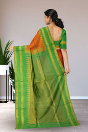 Orange Gadwal Kuttu Silk Saree 10075424