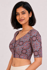 Black Ajrakh Printed Cotton Blouse 10069603