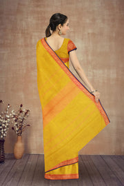 Yellow Handloom Kanchi Cotton Saree 10071744