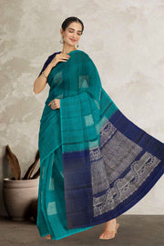 Peacock Blue Handloom Kanjivaram Soft Silk Saree 10065012