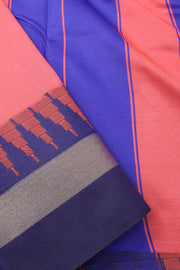 Coral Pink Vegan Silk Kanjivaram Saree 10077928