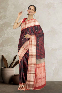 Black Handloom Kanjivaram Silk Saree 10069271