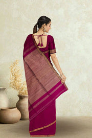 Magenta Maheshwari Silk Cotton Saree 10075234