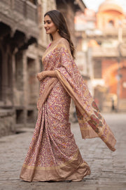 Cream Kani Printed Silk Saree 10077871