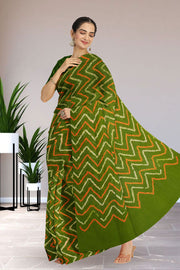 Green Bandhani Mulmul Cotton Saree 10075492