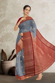 Grey Kanjivaram Vegan Silk Saree 10076042