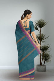 Blue Handloom Chettinad Cotton Saree 10075202