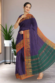 Blue Thousand Buttas Chettinad Cotton Saree 10075968