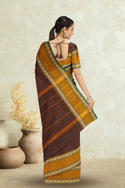 Maroon Handloom Chettinad Cotton Saree 10075114