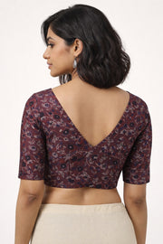 Brown Hand Block Jahota Printed Cotton Blouse 10075016