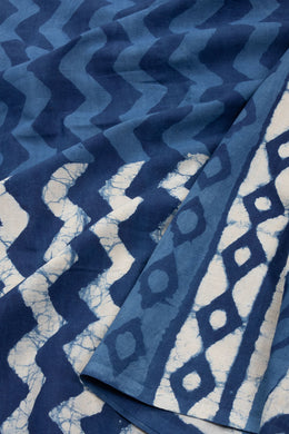 Indigo Blue Dyed Mulmul Cotton Saree 10075059