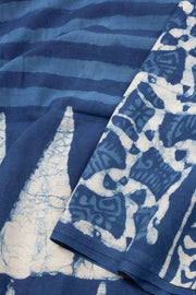 Indigo Blue Dyed Mulmul Cotton Saree 10075054