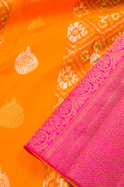 Pumpkin Orange Pure Zari Kanjivaram Rajkot Patola Silk Saree 10062479