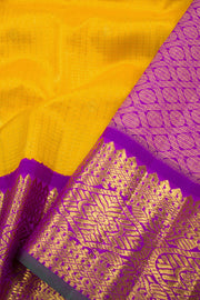 Mango Yellow Pure Zari Korvai Kanjivaram Silk Saree 10062496