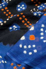 Black Handcrafted Bandhani Mulmul Cotton Saree 10062525