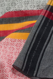Grey & Red Handloom Dhaniakhali Cotton Saree 10062589