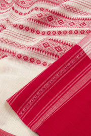 White Handloom Dhaniakhali Cotton Saree 10062590