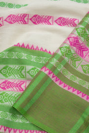 White Handloom Dhaniakhali Cotton Saree 10062594
