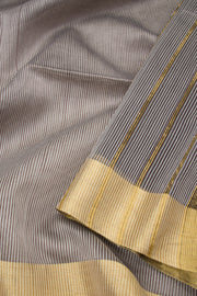 Silver Grey Handloom Maheswari Silk Cotton Saree 10062609