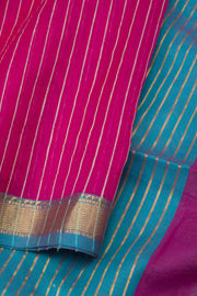 Dark Fuschia Pink Handwoven Maheshwari Silk Cotton Saree 10062611