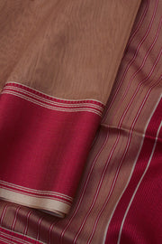 Beaver Brown Handloom Maheswari Silk Cotton Saree 10062622