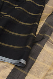 Black Handloom Maheswari Silk Cotton Saree 10062627