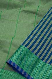 Spanish Green Handloom Maheswari Silk Cotton Saree 10062629