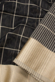Black Handloom Maheswari Silk Cotton Saree 10062631