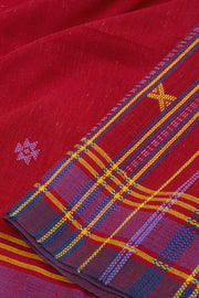 Carmine Red Handloom Bhujodi Kala Cotton Saree 10062738